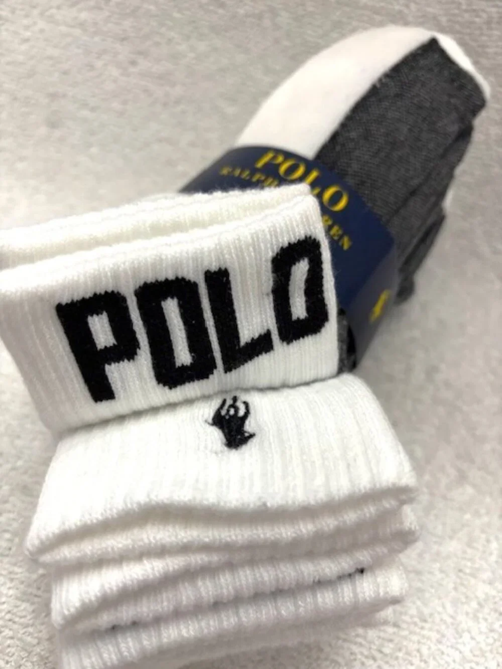 Polo Ralph Lauren 6-pack white quarter-bed socks with logo NWT Women's Size 9-11